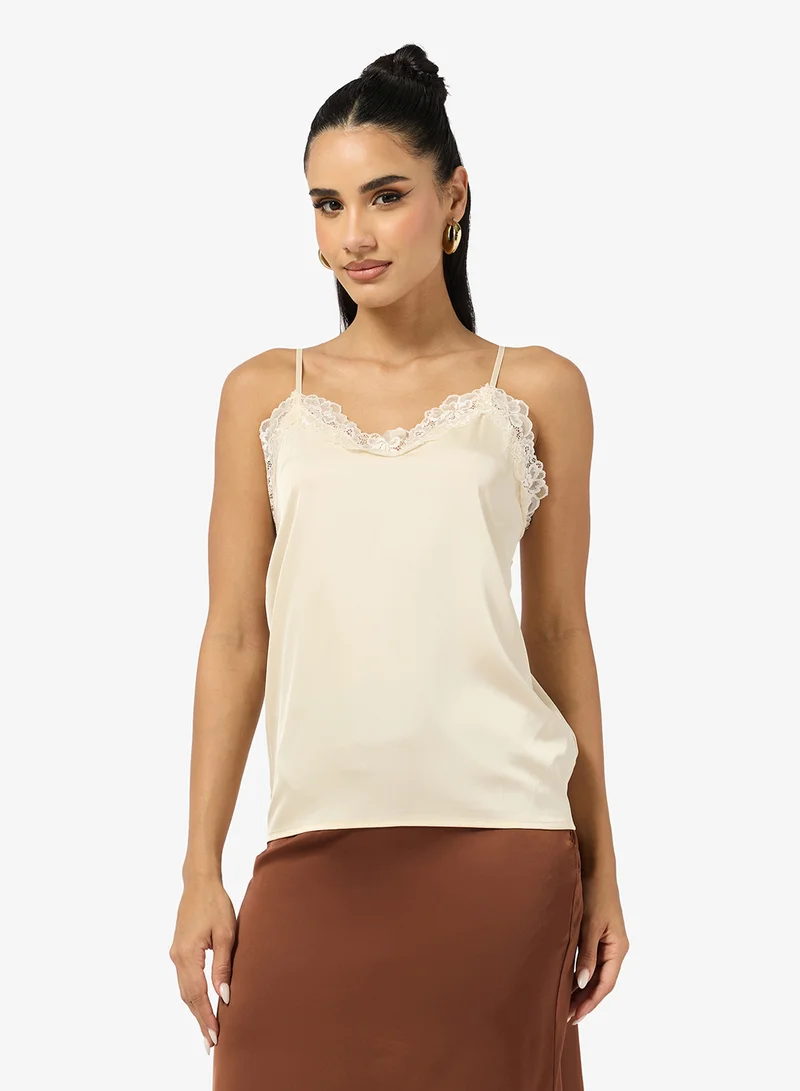 Ginger Basics Satin Lace Cami Top